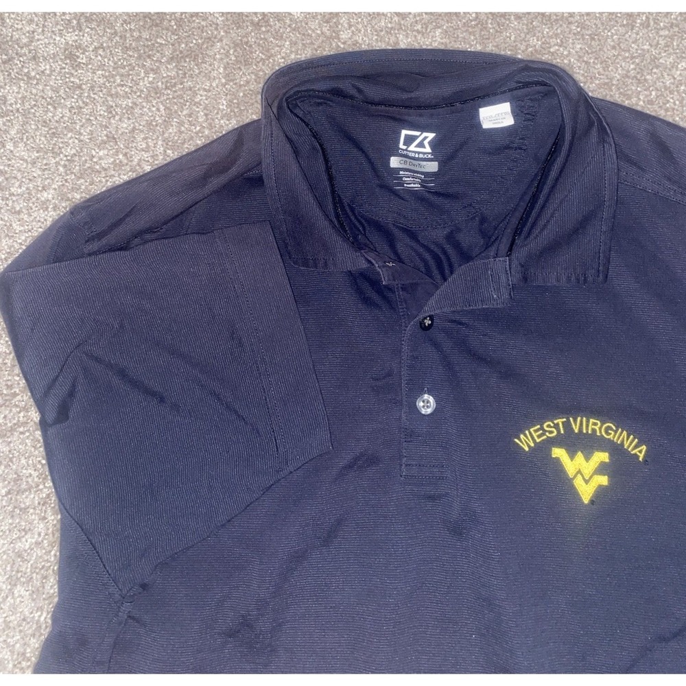 Cutter & Buck DryTec West VIrginia Mountaineers Polo Shirt Men‎ 3XL Blue Wicking